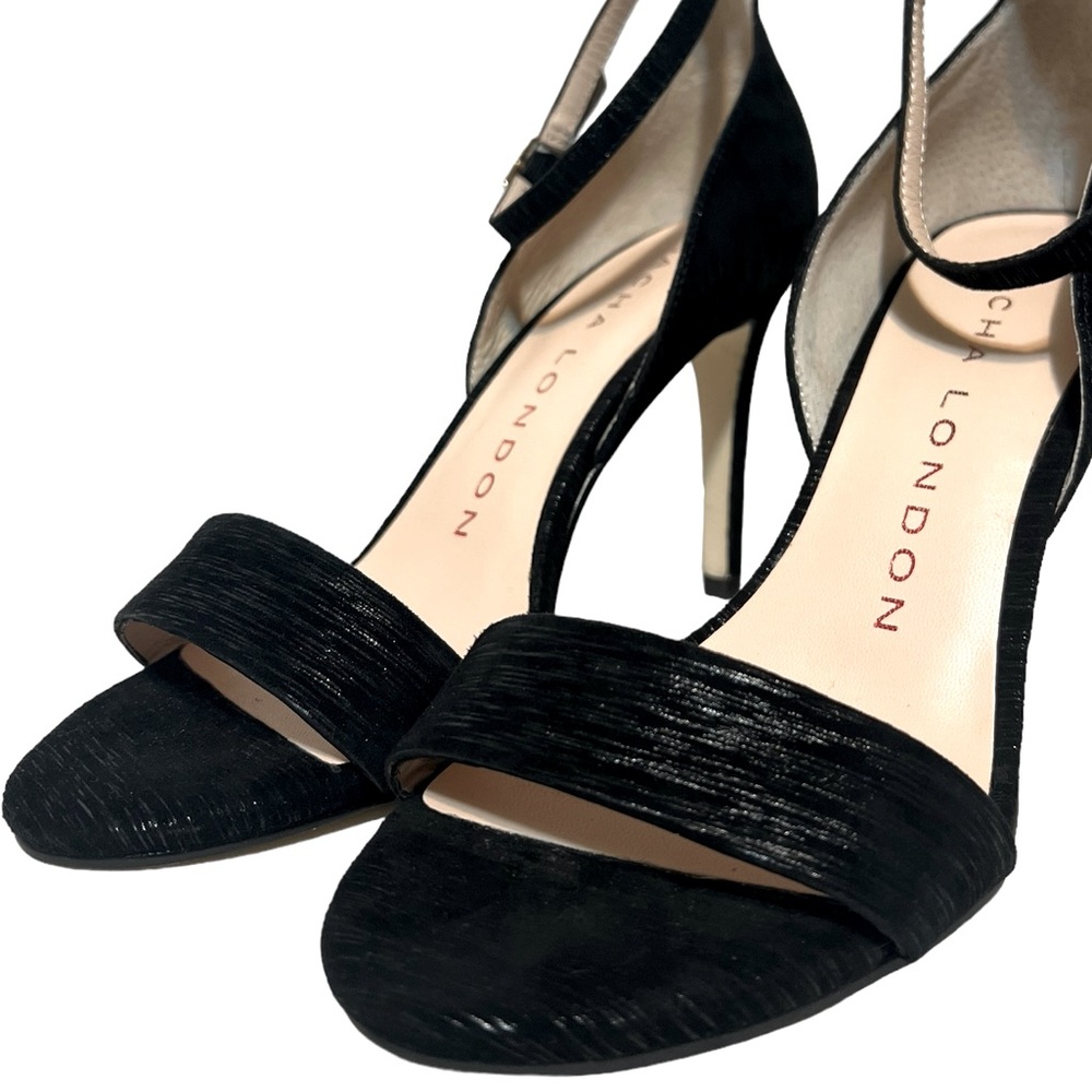 New Sacha London Leather Handmade Black Open-Toe Sandals High Heels - Picture 3 of 14